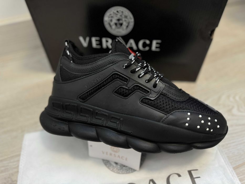 Adidasi VERSACE Chain Reaction Black - Produs Nou - Full Box, negru