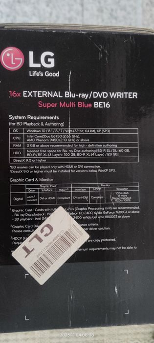 Vind bluray writer LG