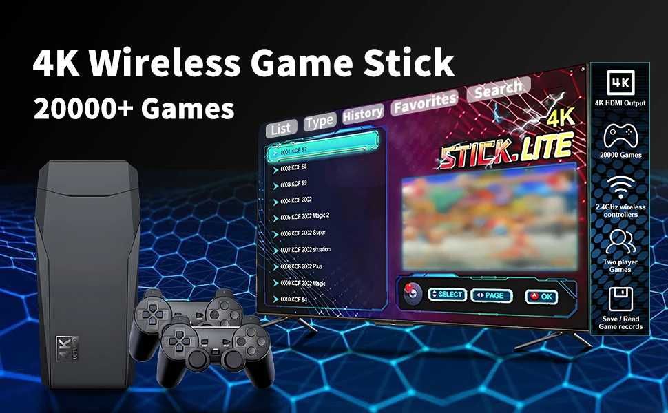 M8 4K Consolă Jocuri Wireless Controller GamePad 20k+ Retro Games_NOU