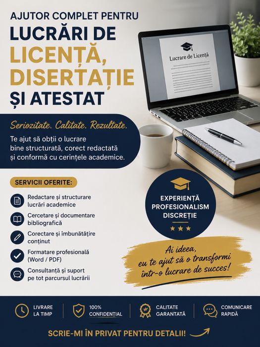 Redactare și ajutor lucrări licență / disertație / atestat