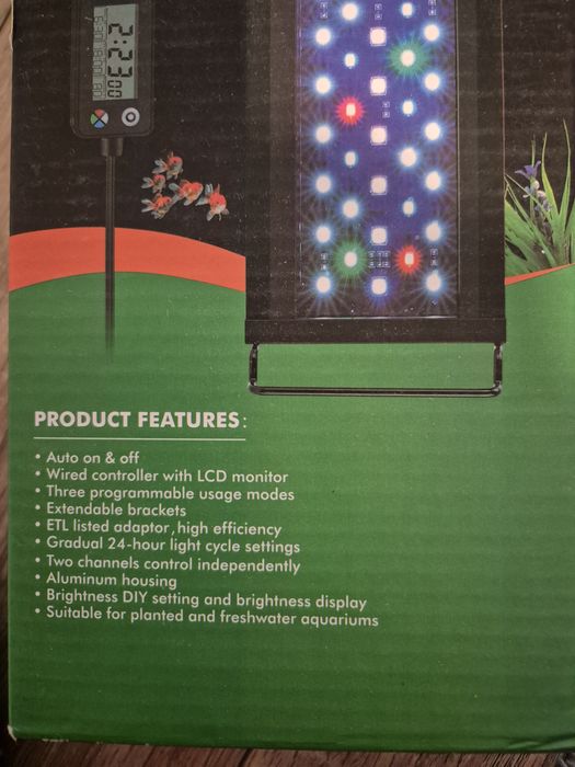 Lampa acvariu LED Hygger 999, 18W, full spectrum, 42-44 cm