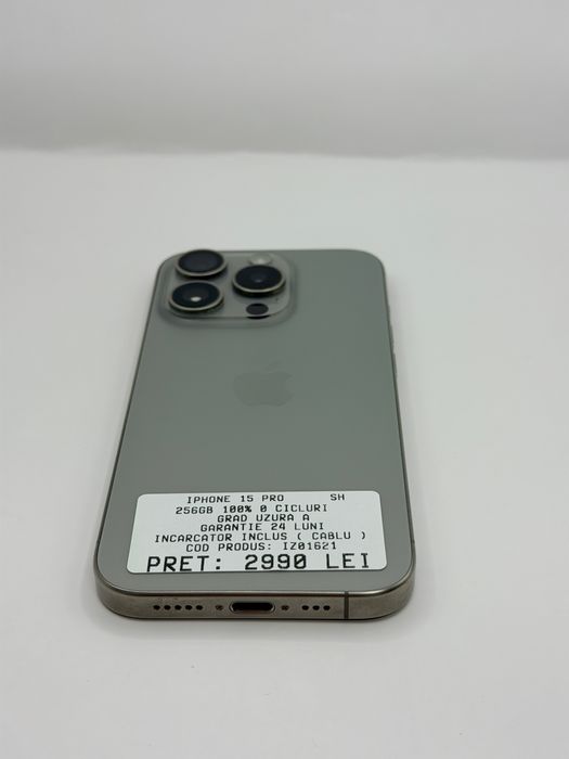 Iphone 15 Pro 256GB Gri 100% Garantie Rate BuyBack - zonemag.ro