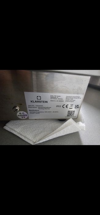 Aparat hot-dog klarstein, doua țepușe, nou