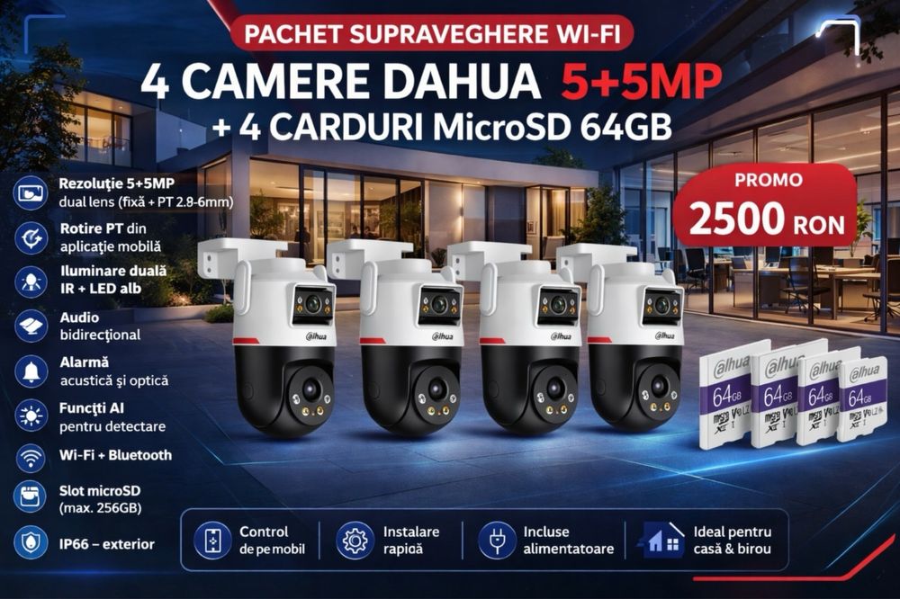 Sistem supraveghere 4 camere 5 mp