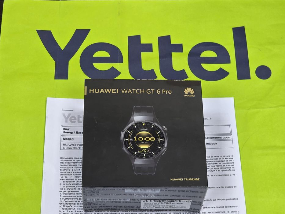 ЗАПЕЧАТАН 46mm Huawei watch GT6 Pro Yettel Гаранция 2028 Black / Черен | GT 6