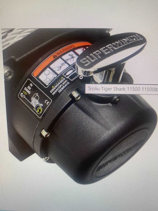 Troliu Tiger Shark 11500 - 11500lb 12V DC cu cablu de oțel negru