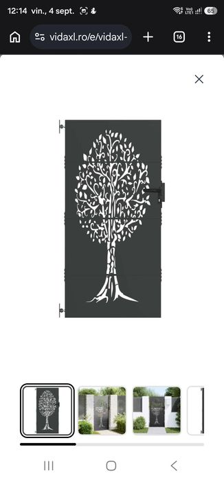 Poartă de grădină 85 x 200 cm Oţel vopsit în pulbere Blocat