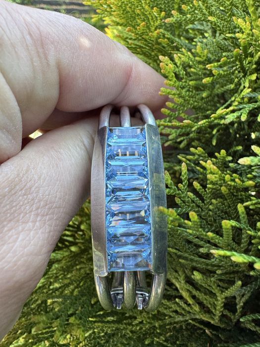 Bratara Art Deco din argint si acvamarine