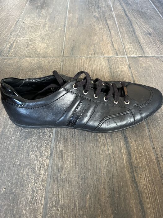Hugo Boss черни кожени мъжки кецове