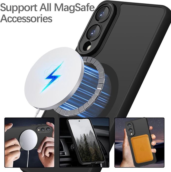 Матов magsafe кейс за samsung galaxy s25 edge - черен