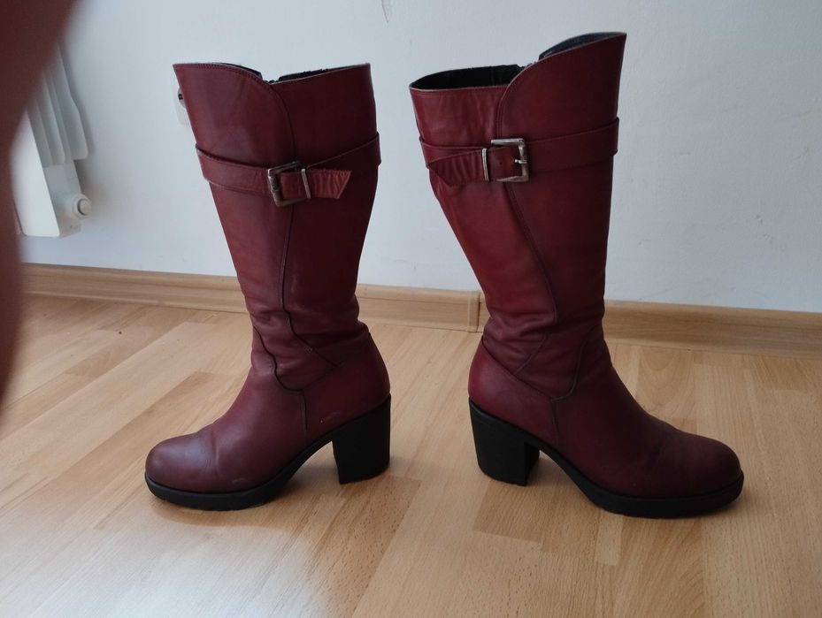 Cizme grena din piele