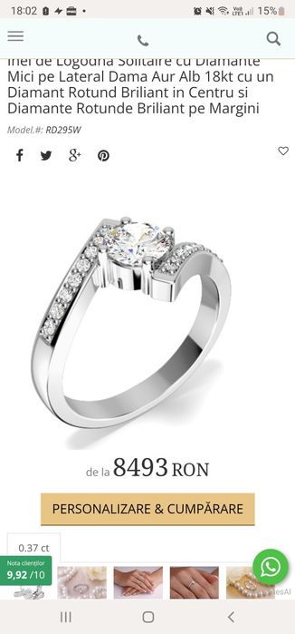 Inel de logodna, aur alb 18K și diamante