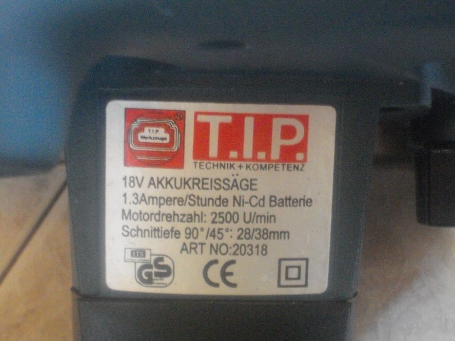 Нов немски акумулаторен 18 Волта РЪЧЕН ЦИРКУЛЯР с 2 Батерии T.I.Р.
