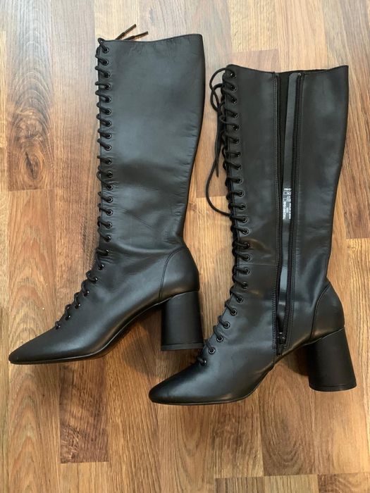 3 Cizme Zara piele neagră, lace-up mărimea 37