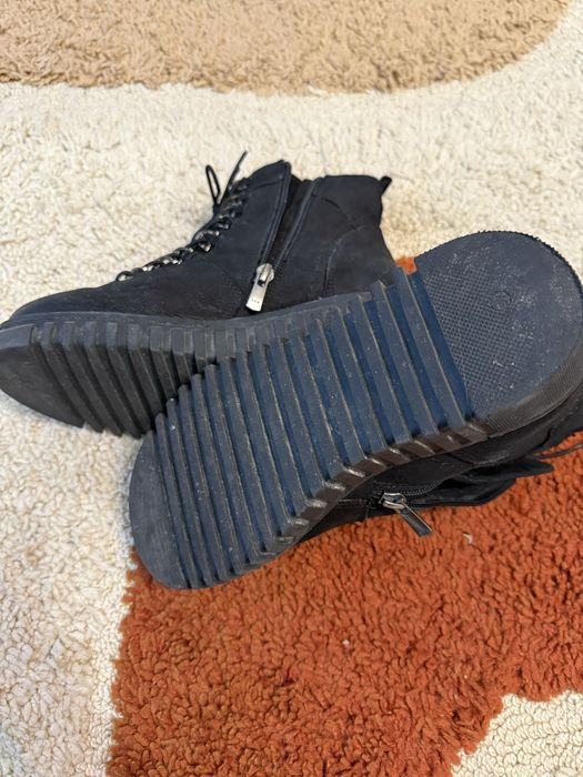 Bocanci din piele naturală, negri