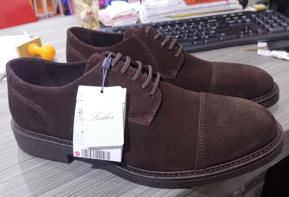 Pantofi 41 derby cap toe Mango NOI piele naturala moale