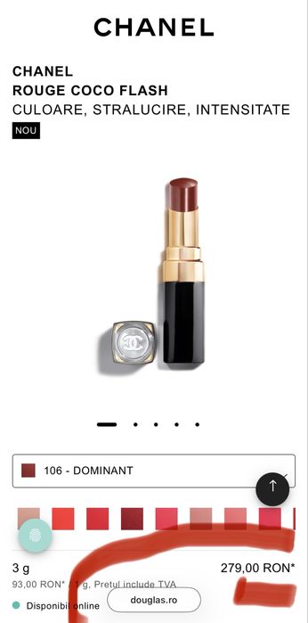 Vând ruj Chanel Coco Flash nuanță 106 Dominant Original