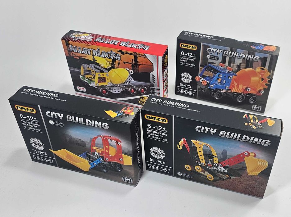 Метални конструктори на ниски цени 6 вида на машини - багер, самосвал.