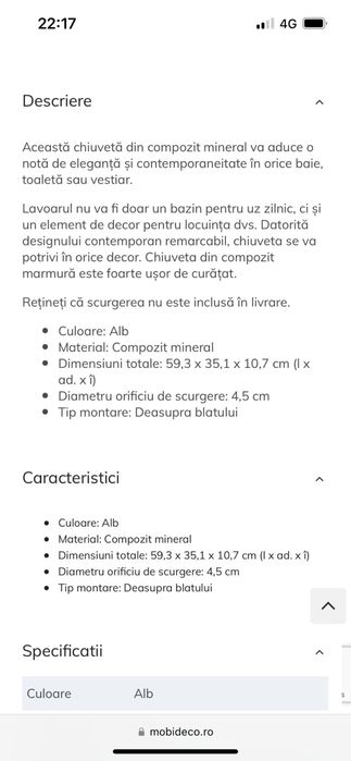 Chiuveta Marmura/Compozit