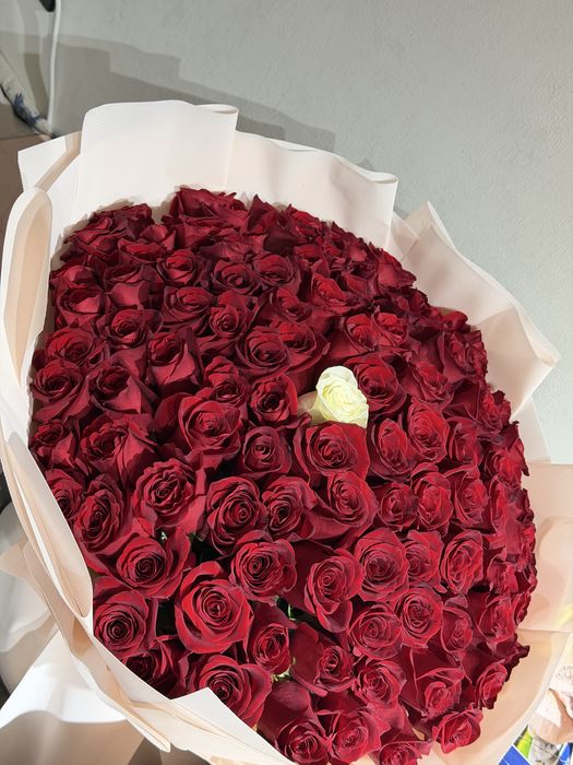 Огромный букет 101 роза, цветы