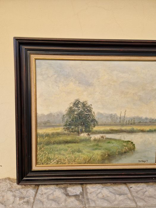 Прекрасна антикварна холандска картина масло върху платно