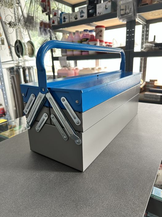 Метален разтегателен куфар за инструменти три реда 5 отделения