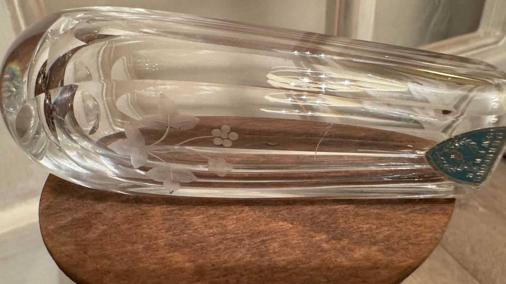 Orrefors Swedenq 1970г –Малка кристална ваза с гравюра.