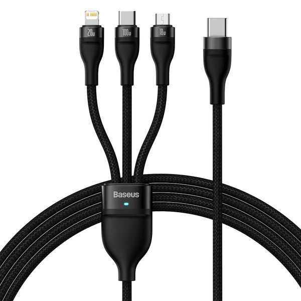 Кабел Baseus 3в1  USB-C към USB-C/micro USB/Lightning 100W 1.5м