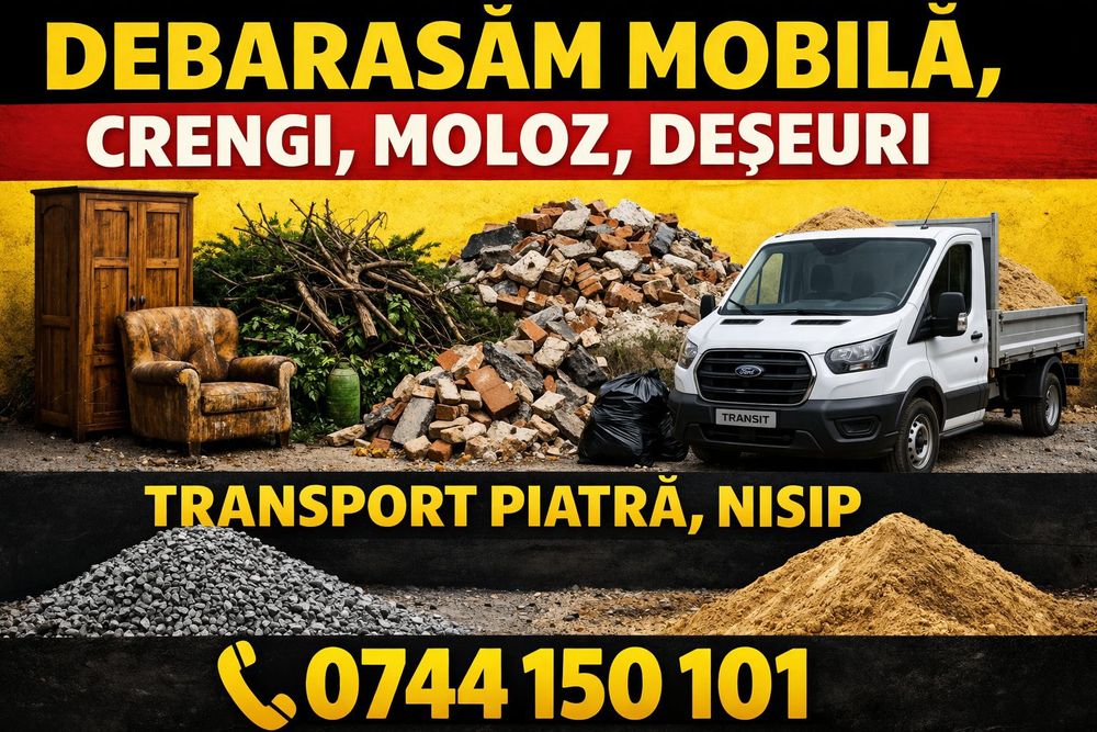 Transport piatra,moloz,sort,debarasari,mobila