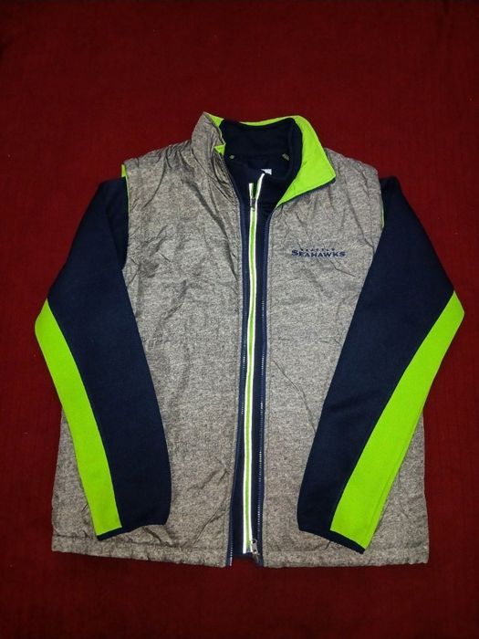 Из США комплект, кофта и двухстороняя желетка,бренда Seattle Seahawks!