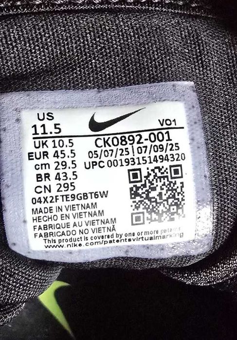 Nike Air Max Uptempo 95 Black Volt CK0892-001 Originali 45.5