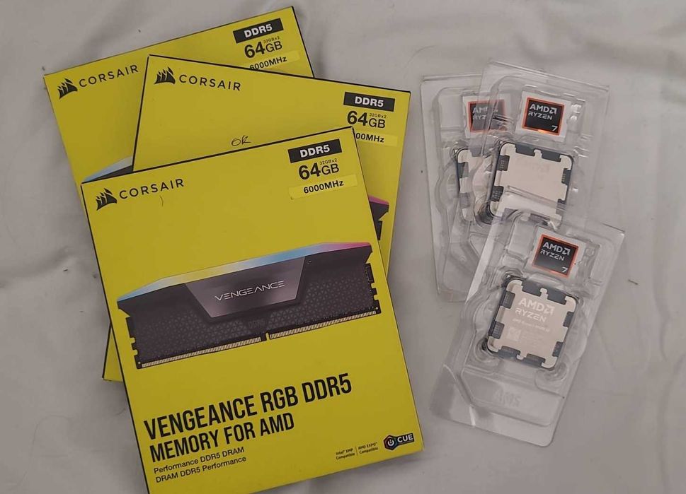 Kit procesor Ryzen 7 9800X3D + corsair rgb 64 gb ddr5 la 6000 cl 30