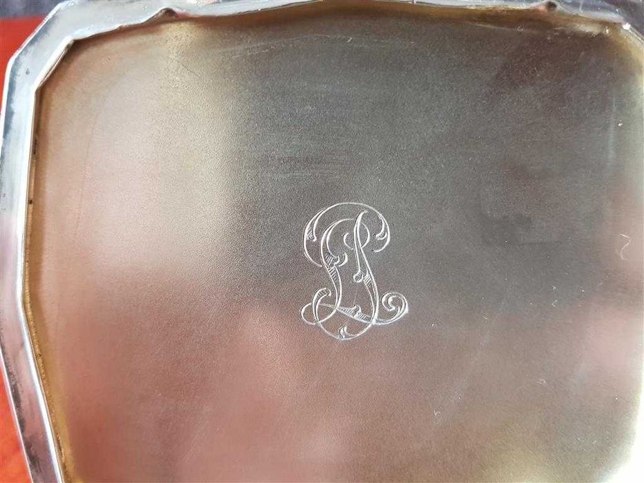 Сребърна с емайл сребро Арт Деко табакера с кутия сребро