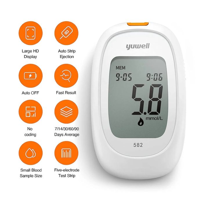 Глюкометр для определения уровня глюкозы в крови человека и здоровья.