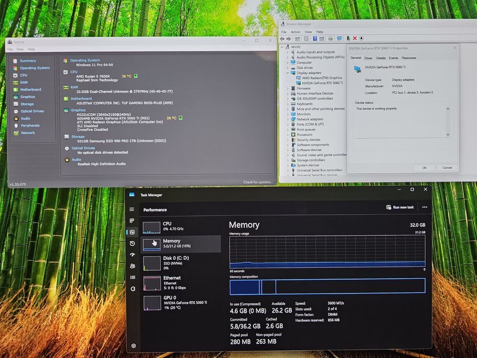 Pc Gaming  Ryzen 5 7600x  Rtx 5060Ti 32Gb Ddr5 1Tb