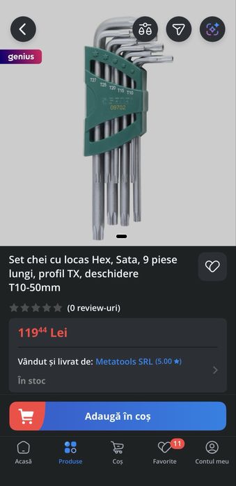 Set imbus torx cu gaura