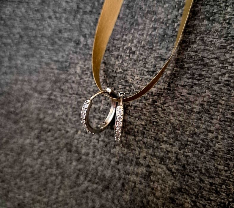 Нови сребърни обици с цирконий сребърни халки сребърни обеци