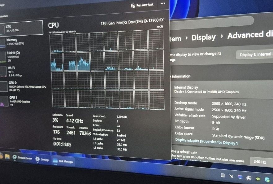 Laptop gaming i9 13900HX RTX 4080 16" 2K 240Hz 32GB DDR5 1TB NVMe