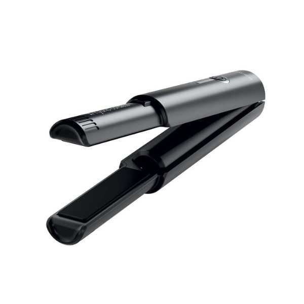 Gamma+ X-Hybrid – Безкабелна минипреса за коса в черен цвят