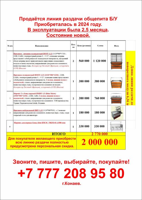 Линия раздачи для столовой