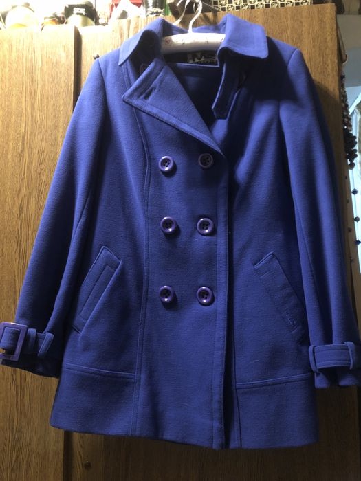 haină de iarnă pentru femei, tip peacoat, de culoare albastru regal