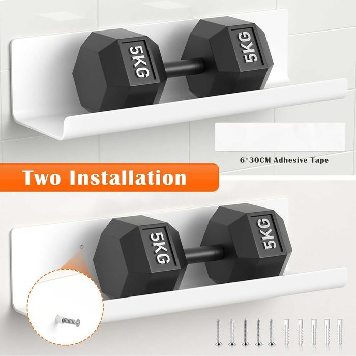 Rafturi perete suspendate set 4 buc decor living baie bucatarie rafturi perete plastic alb sau negru display decorativ