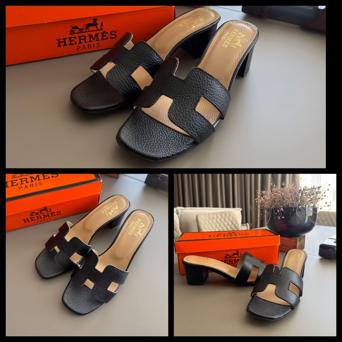 Чехли на ток Hermes естествена кожа