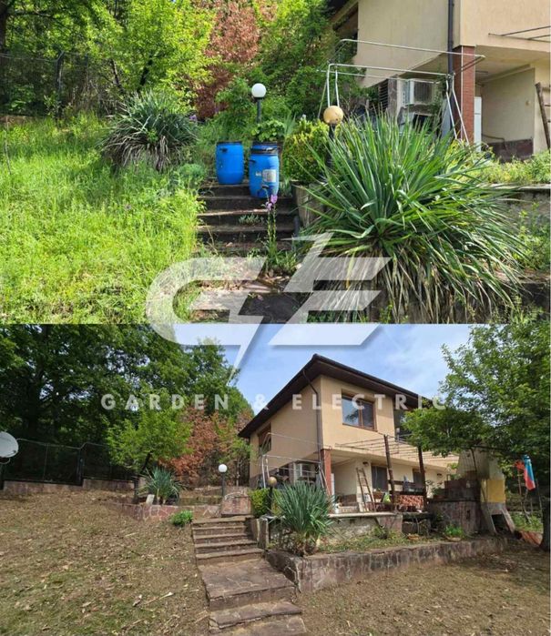 Косене, чистене, извозване, изграждане, поддръжка на дворове и градини