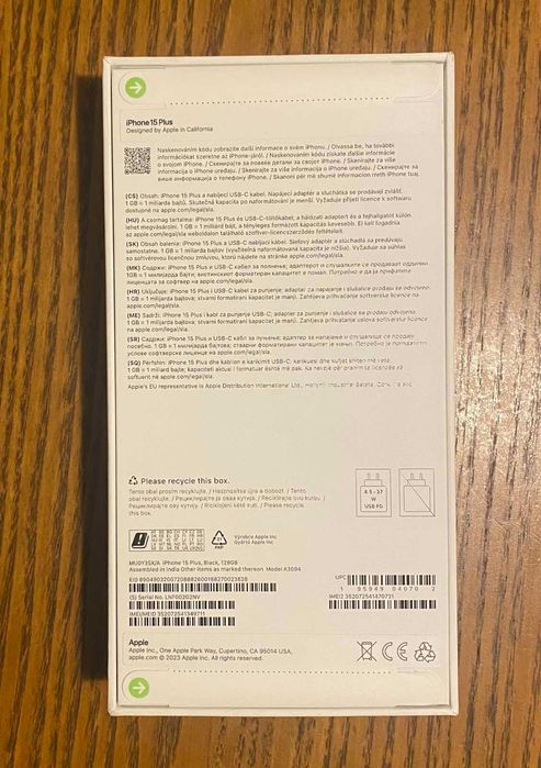 Apple iPhone 15 Plus, Black, 128GB запечатан