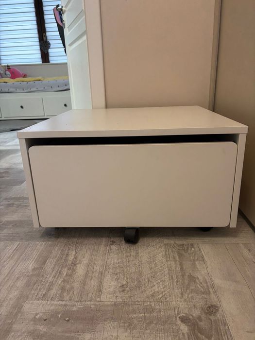 Cutii depozitare+rotile, alb, 62x62x35 cm, 2 bucati