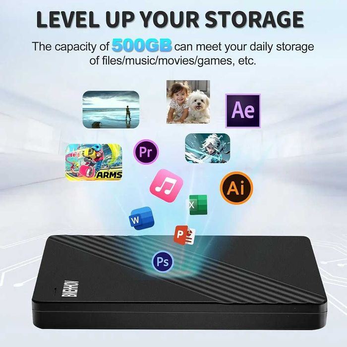 BNEHHOV 500GB 2.5” ултра тънък преносим USB 3.0 SATA HDD ...