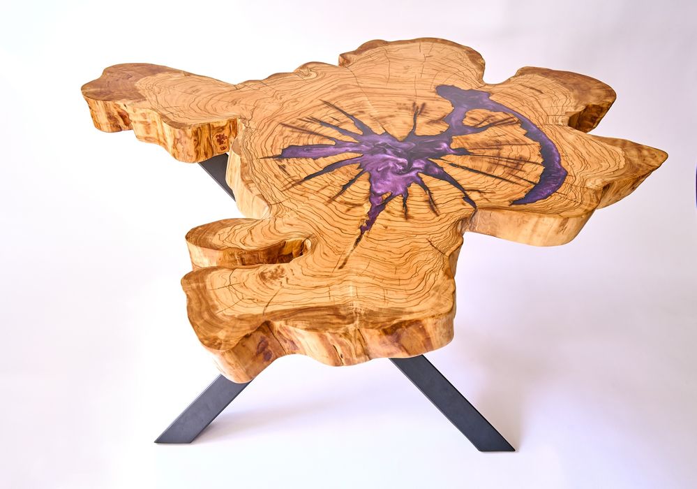 Дизайнерска холна маса шайба от маслина