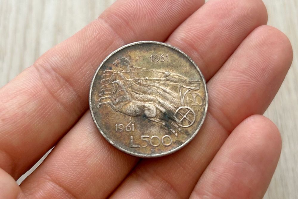 Moneda din argint 835 - 500 Lire 1961 Italia