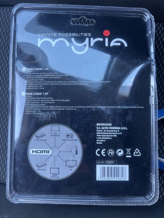 Cablu hdmi 1.4v myria my2010